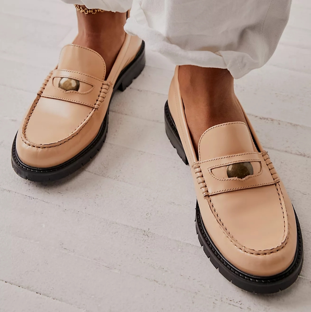 Free People Liv Penny Loafer Elegant Cream Leather Loafers